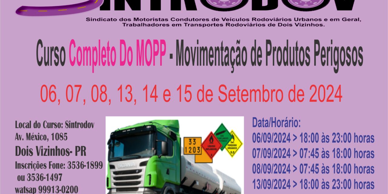 Curso Completo do Mopp – Movimentação de Produtos Perigosos