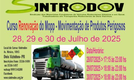 MOPP (Movimentação e Operação de Produtos Perigosos), ele precisa ser renovado a cada 5 anos para continuar válido.