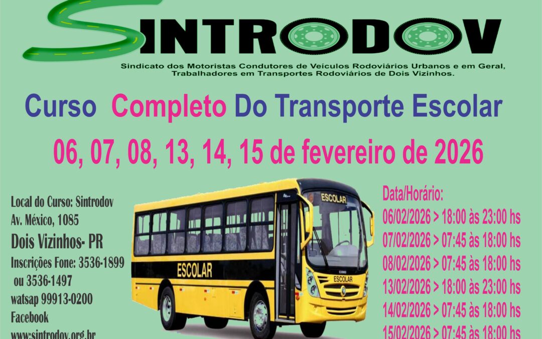 Curso Transporte Escolar Completo Agendado Para 2026