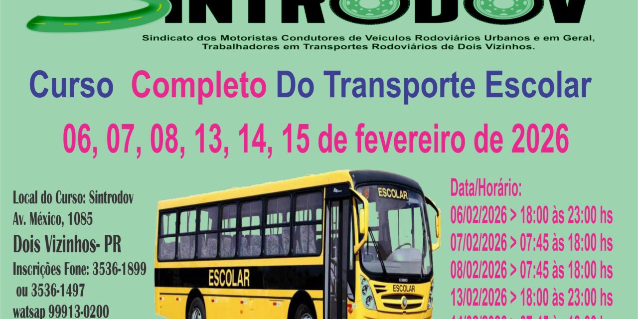 Curso Transporte Escolar Completo Agendado Para 2026